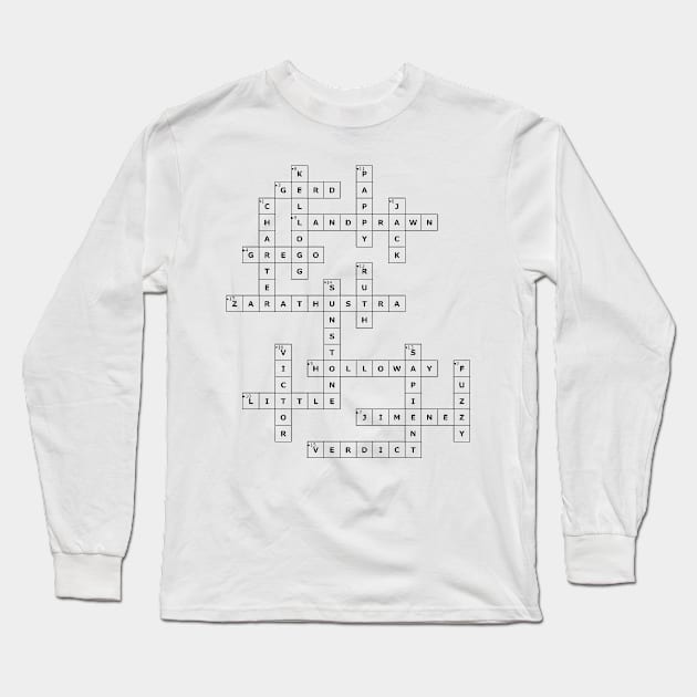 (1962LF) Crossword pattern with words from a famous 1962 science fiction book. Long Sleeve T-Shirt by ScienceFictionKirwee